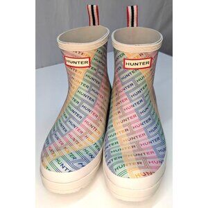 Original Hunter Play Short Rain Boots Rainbow Color Wms 8 NWOT